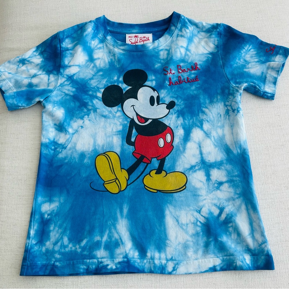 MC2 SAINT BARTH Kids Disney  T-shirt with Mickey Mouse and Blue Tie-Dye (8Y)